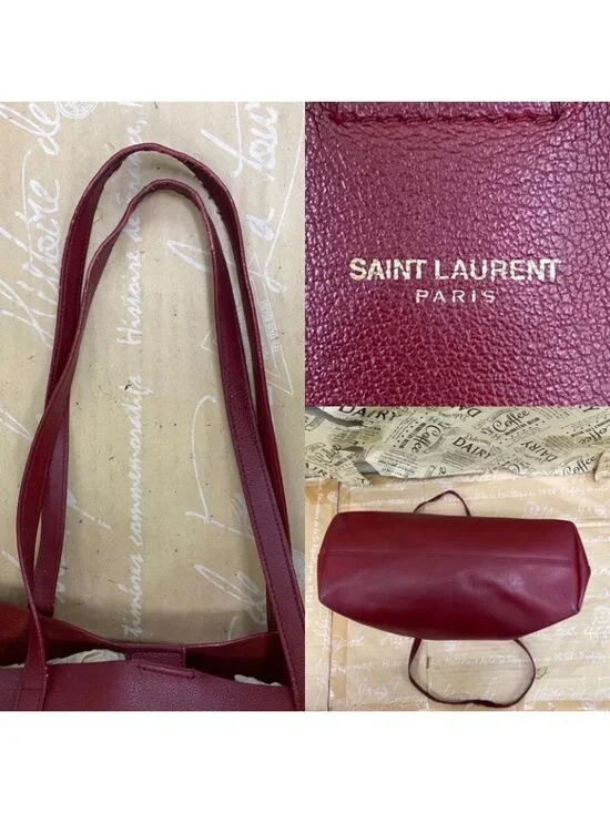 Saint Laurent Shopping Tote Shoulder Bag Red A3 Business Travel - Picture 4 of 16